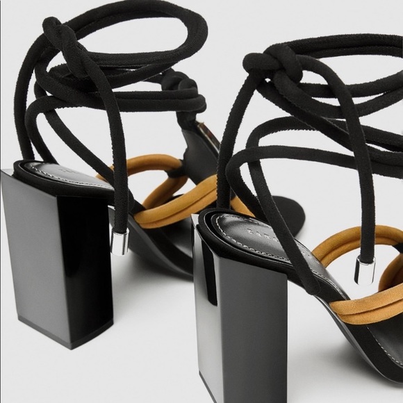 Zara leather and stone accent heels. NWT 6.5 - Picture 4 of 12